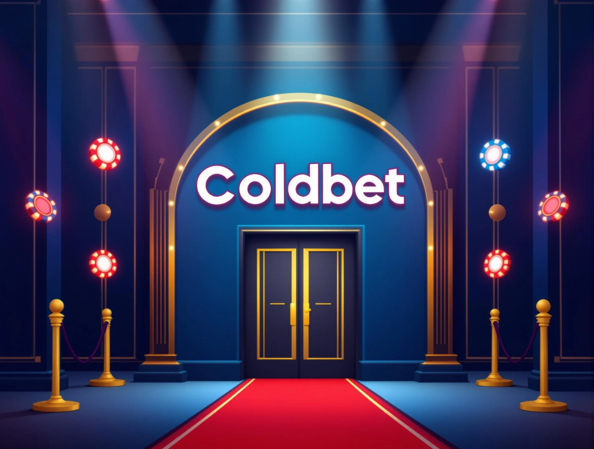 Cold Bet casino login entrance with red carpet and lights
