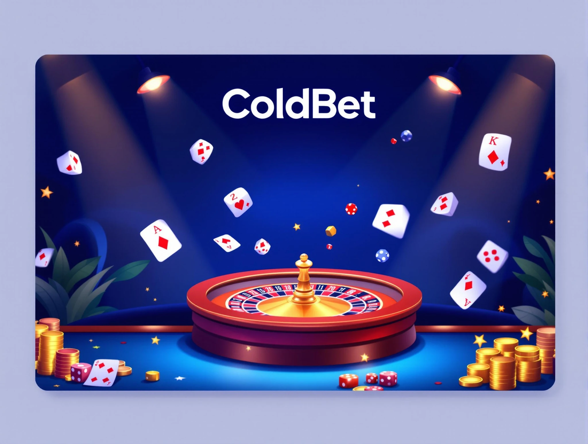 Coldbet online casino roulette table with cards and chips