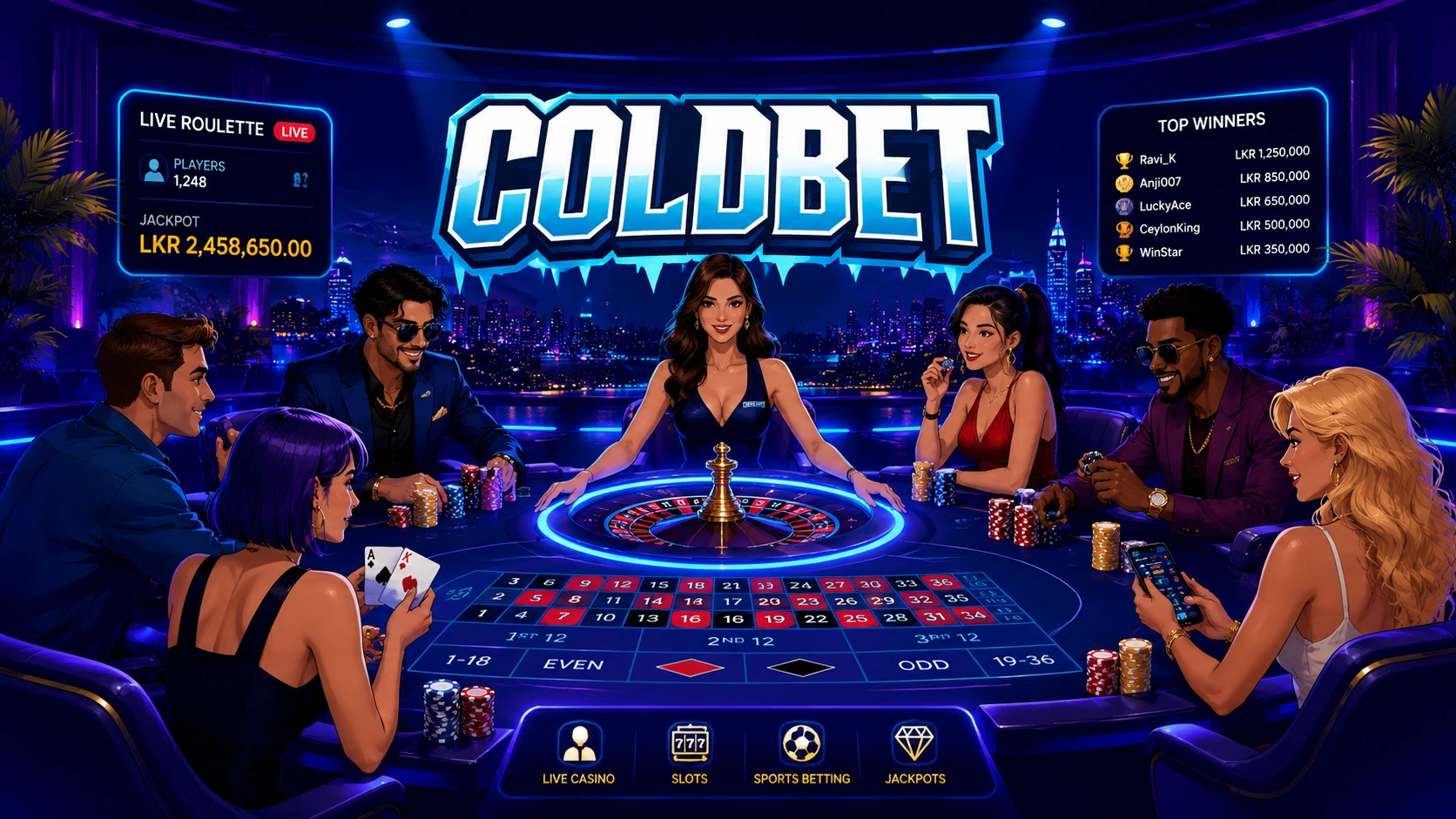 ColdBet Sri Lanka homepage with online casino bonus offers and sportsbook promotions