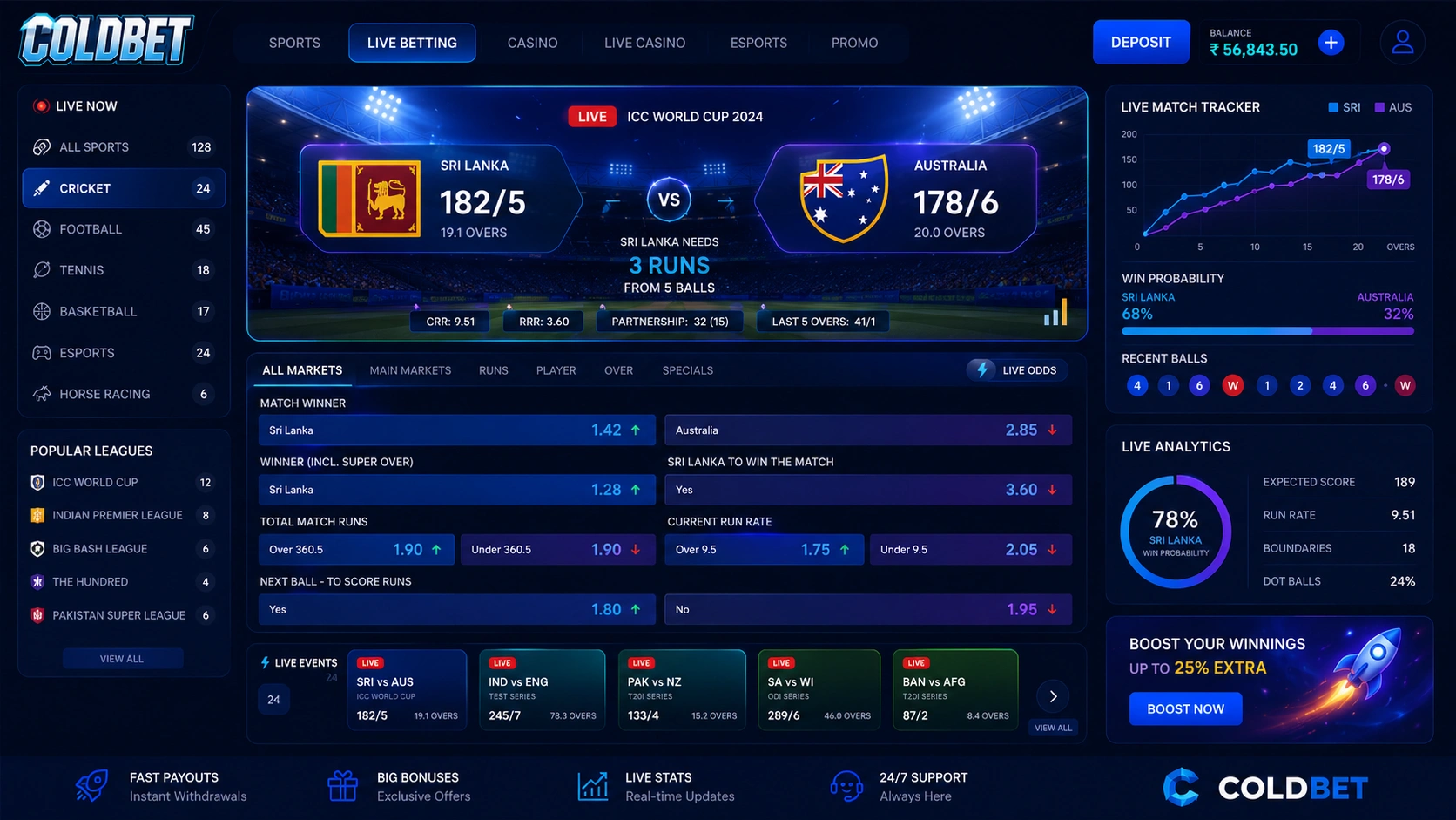 Live betting odds dashboard with real-time sports betting statistics and match updates